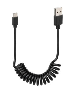 USB-Spiralkabel / -Ladekabel Typ -C- 100cm schwarz