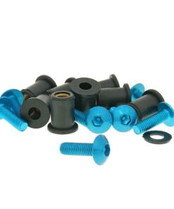 Aluschrauben Muttern Set M5x16 blau - 8 Stück