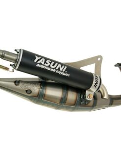 Auspuff Yasuni Scooter R schwarz für Peugeot liegend, Derbi