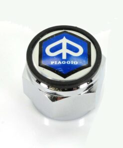 Mutter Chrom mit Logo für Piaggio Vespa, Ciao Mofa, Moped