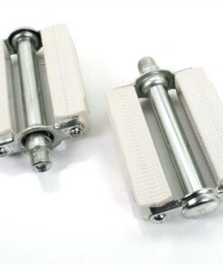 Pedale Weiß Metall Klassik Paar für Zündapp, Kreidler, Hercules, Puch, KTM, DKW, Miele, NSU, Gritzner, Göricke