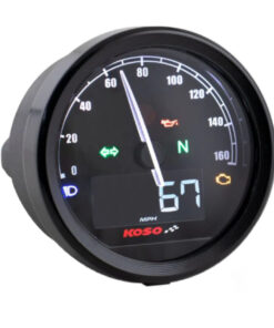 Tachometer Set Koso D=60mm TNT-05 max 160km/h mit Temperaturanzeige und Kontrollleuchten für Blinker, Neutral, Öldruck, Kraftstoff
