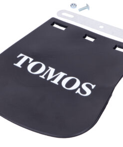 Spritzlappen schwarz mit Tomos-Schriftzug 14x17cm für Tomos