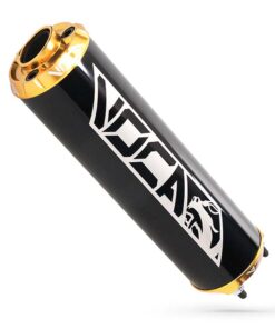 Endschalldämpfer VOCA Alu schwarz - CNC Endkappe gold